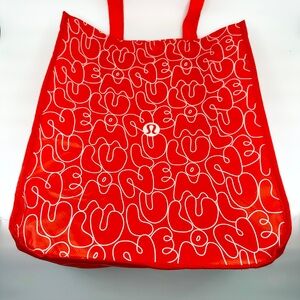 Lululemon Large Bubble Font Red White Reusable Shopping Tote Bag 2025